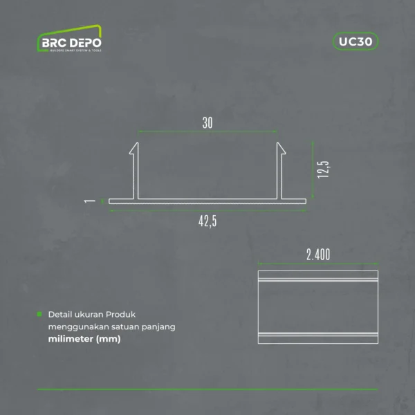 u channel-38 Tali Air Dinding / Groove Line (U-Channel) PVC