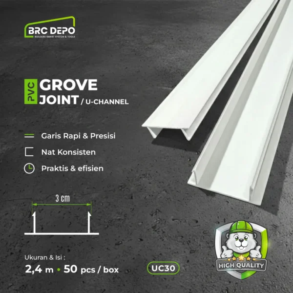 Tali Air Dinding / Groove Line / U-Channel PVC (3 cm)