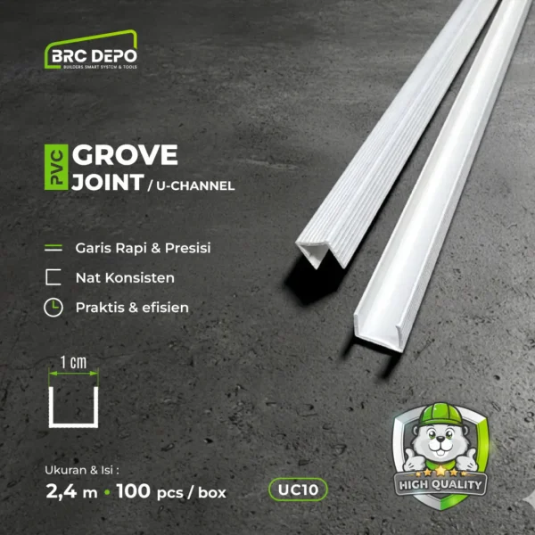 Tali Air Dinding / Groove Line / U-Channel PVC (1 cm)