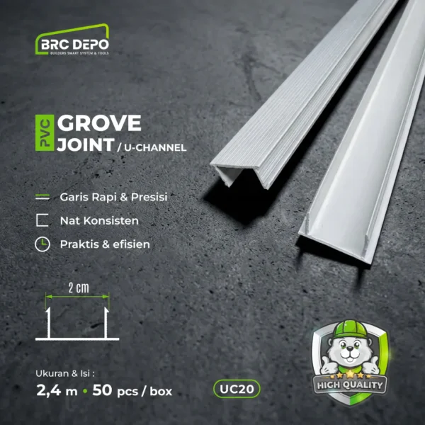 Tali Air Dinding / Groove Line / U-Channel PVC (2 cm)